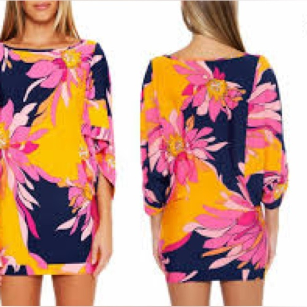 TRINA TURK Breeze Dress Tunic Swim Cover Up Beach Pool Resort Trip Tropical L